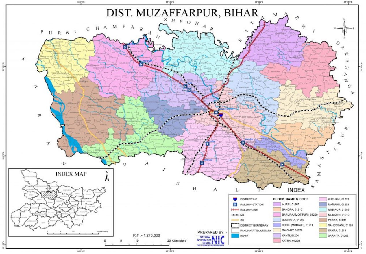 मुजफ्फरपुर map