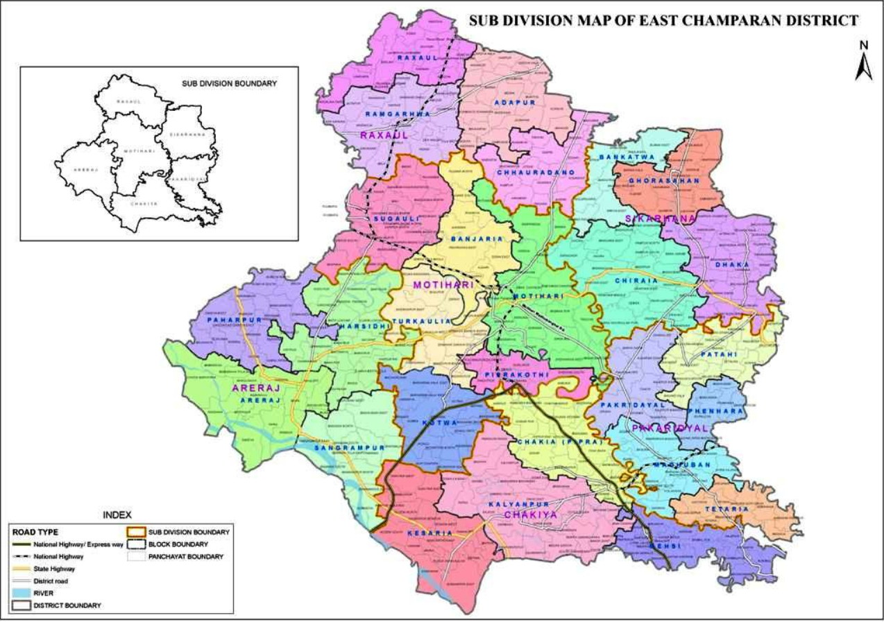 पूर्वी चम्पारण map